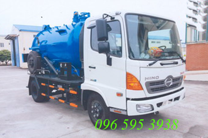 xe hút chất thải, hút bùn, hút bể phốt hino 5 khối